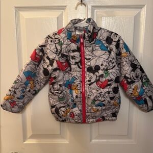 Disney Red and Blue Puffer Jacket with Playful Design